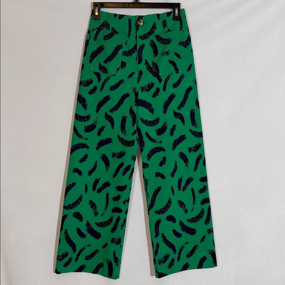 Anthropologie Maeve Colette Pants Size 26 Green And Navy Print EUC - Picture 4 of 12